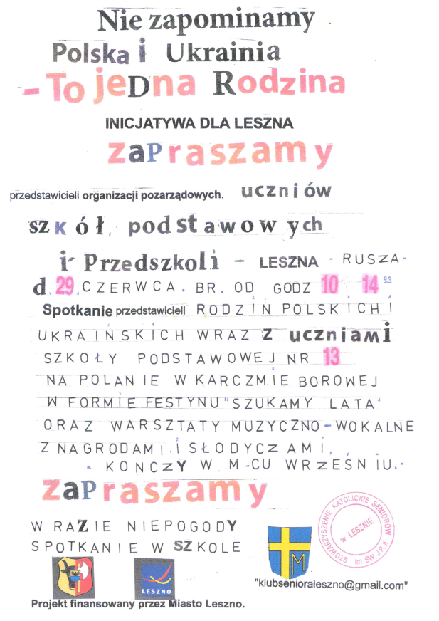 Plakat festynu "Polska i Ukraina to jedna rodzina"